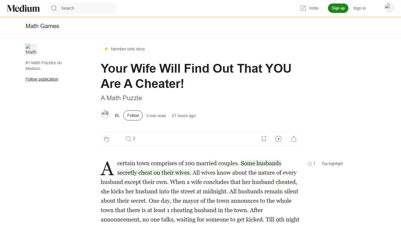 Your Wife Will Find Out That YOU Are A Cheater! by BL Math Games Jan, 2026 Medium